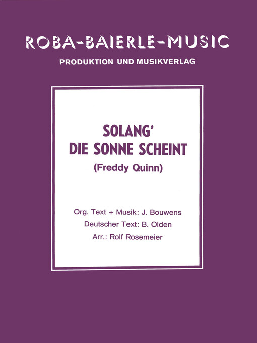 Upplýsingar um Solang' die Sonne scheint eftir Freddy Quinn - Biðlisti